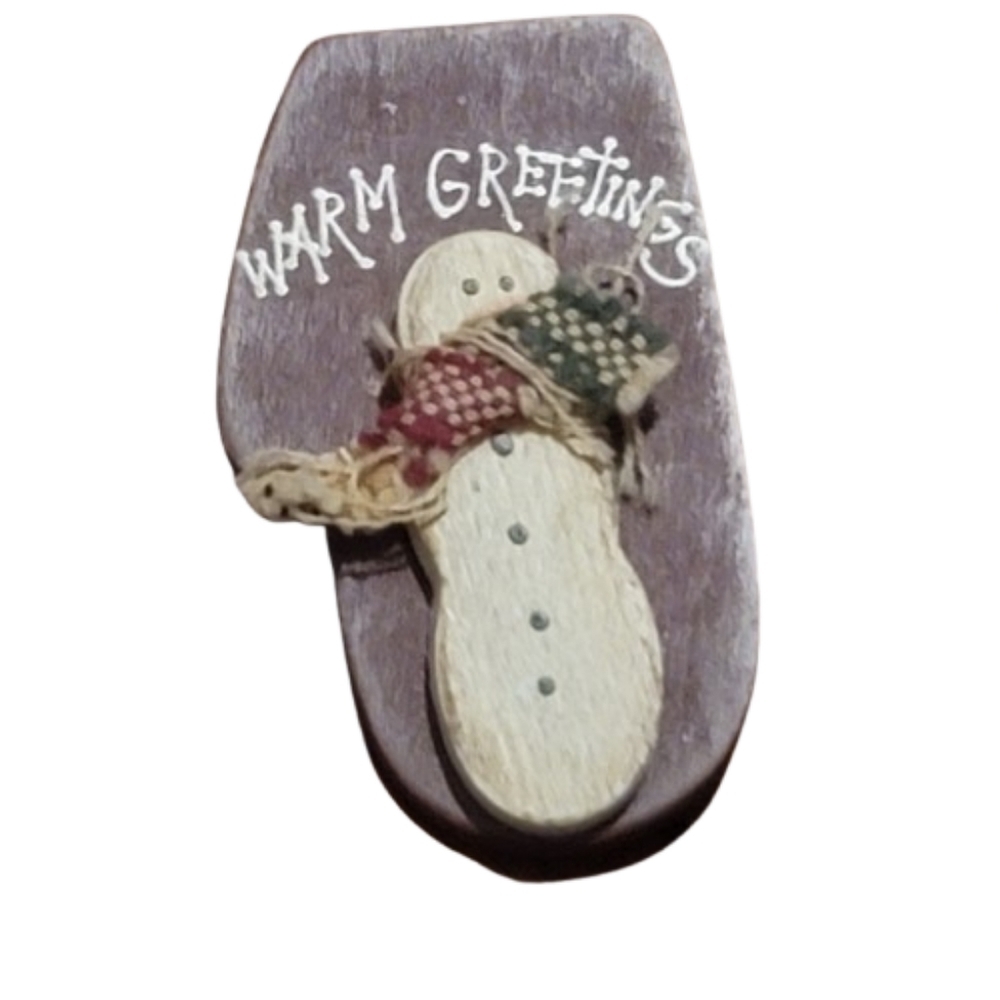 MITTEN PIN BROOCH Warm greetings brooch wooden mitten snowman handmade